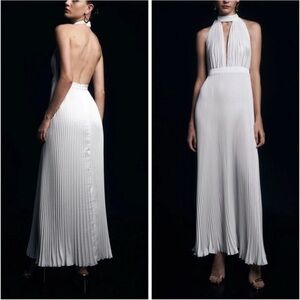 l'idée chateau halter front-cutout pleated midi dress L'Idee | Dresses | Lidee Gown Front Cutout Plated Ivory White Size 4 39L